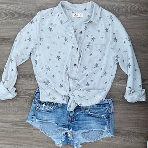 ❤️ Hollister Star Button Down Shirt Size XS